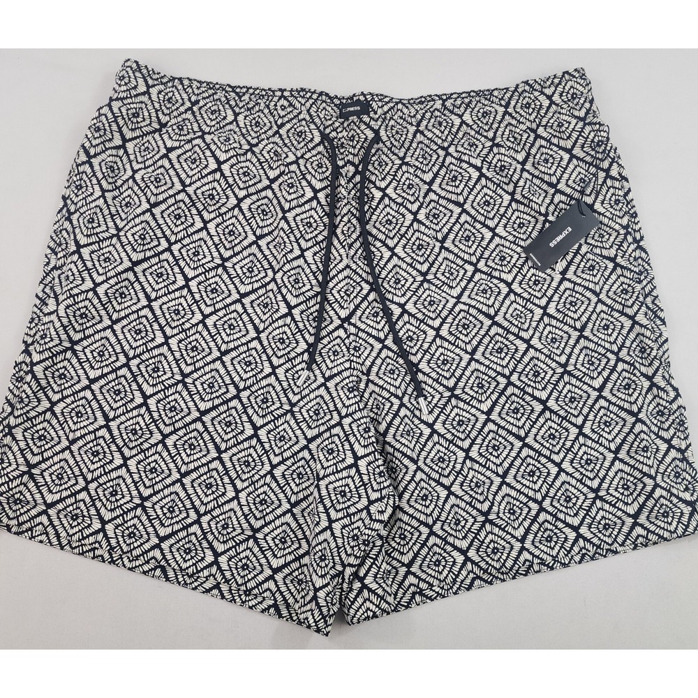 Express swimwear swim trunks shorts Extra Large XL black white pocket $68 mens